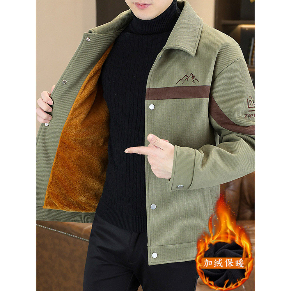 W inverno novo estilo lapela jaqueta masculina forro de lã espessamento Casual quente moda High-End curto blusão jaqueta