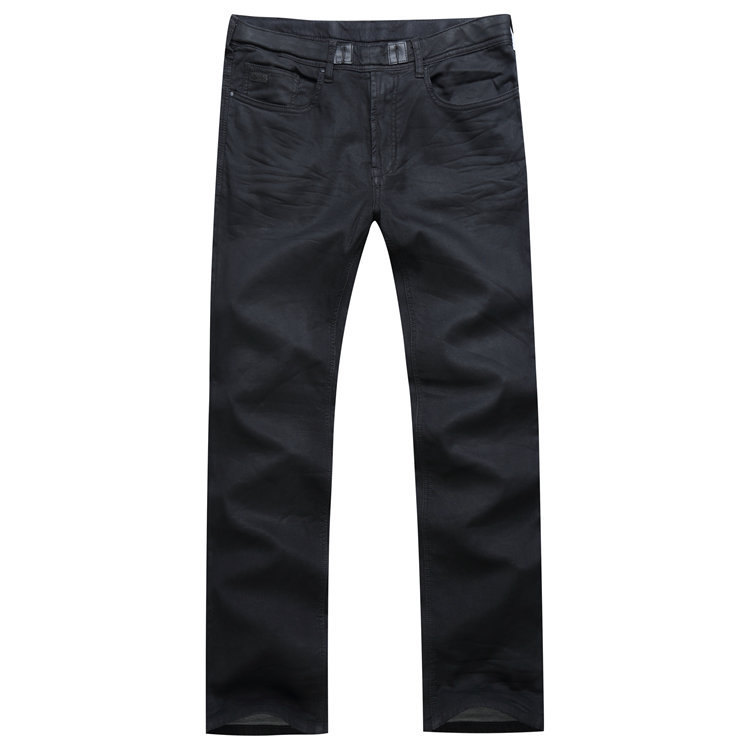 Calças casuais masculinas revestidas de preto europeu americano pedido estrangeiro masculino lavado algodão elástico aju