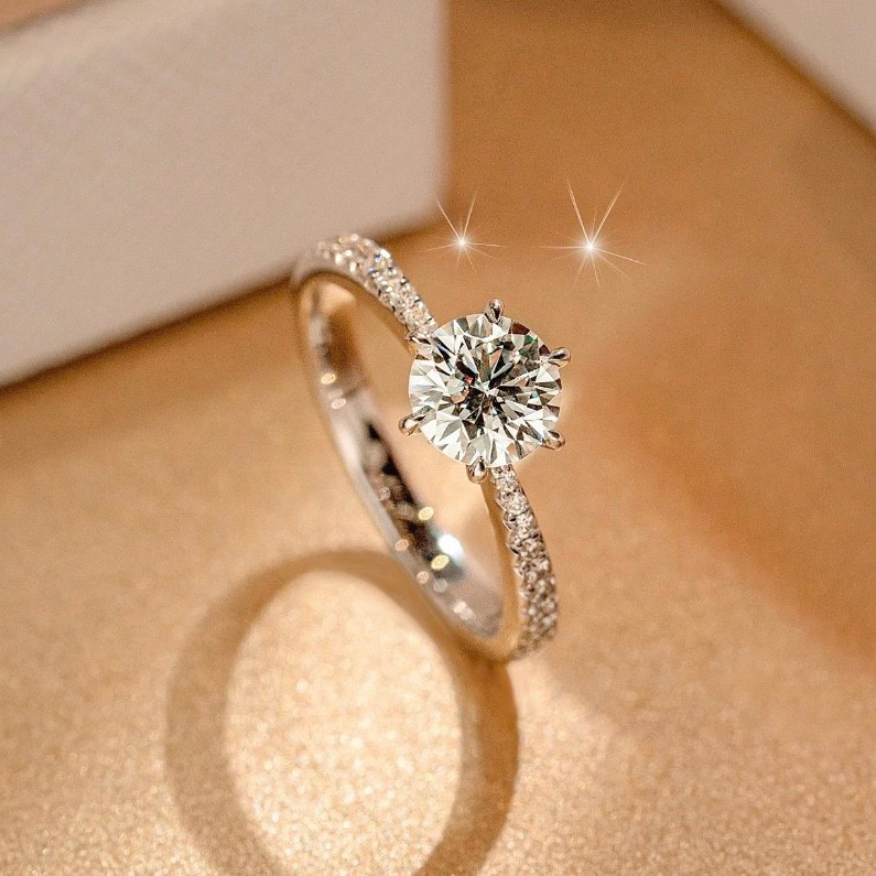 Anel de Casamento Anel Simples Anel Feminino de Diamante Proposta de Anel de Casal de Moda High-End