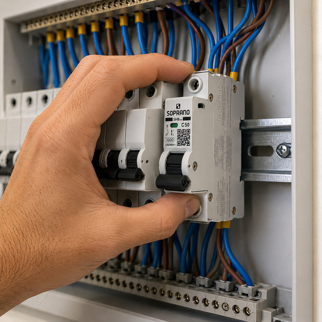Disjuntor Monopolar 50A Soprano DIN SHB GIII Curva C Para Quadro Elétrico Residencial Original — imagem 2 de 2