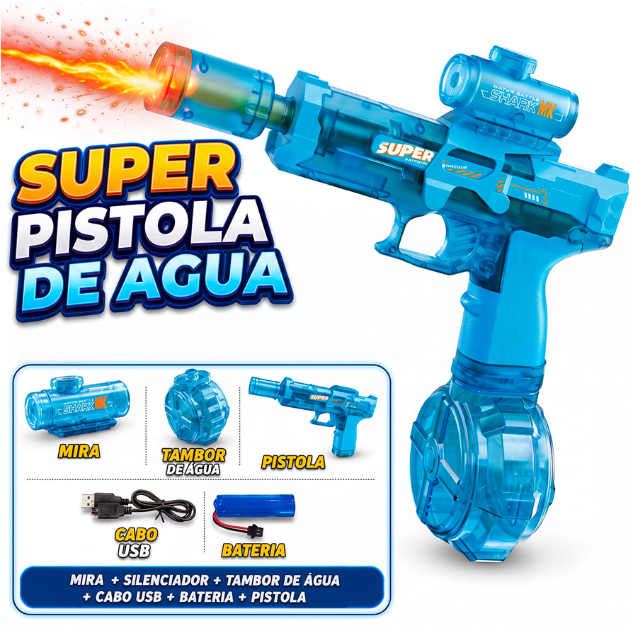 Lançador De Água Elétrica Automática Recarregável Infantil Brinquedo Verão Piscina Praia Menino