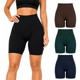 Kit 3 Shorts Fitness Feminino Academia Cintura Alta Empina Bumbum Meia Coxa Não Transparente Suplex