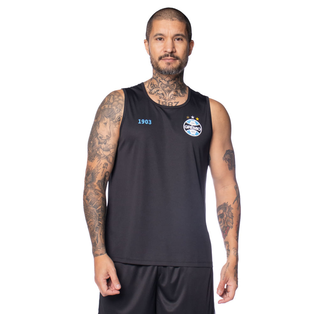Regata Masculina Betel Grêmio Basic II Preto/Azul