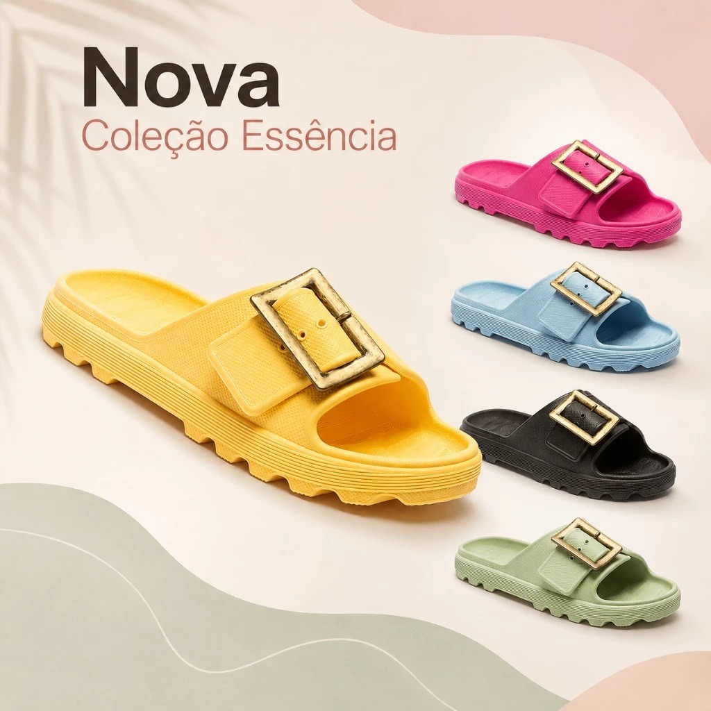 Chinelo Feminino Confortável Leve Macio Antiderrapante para o Dia a Dia, ajuste com Fivela