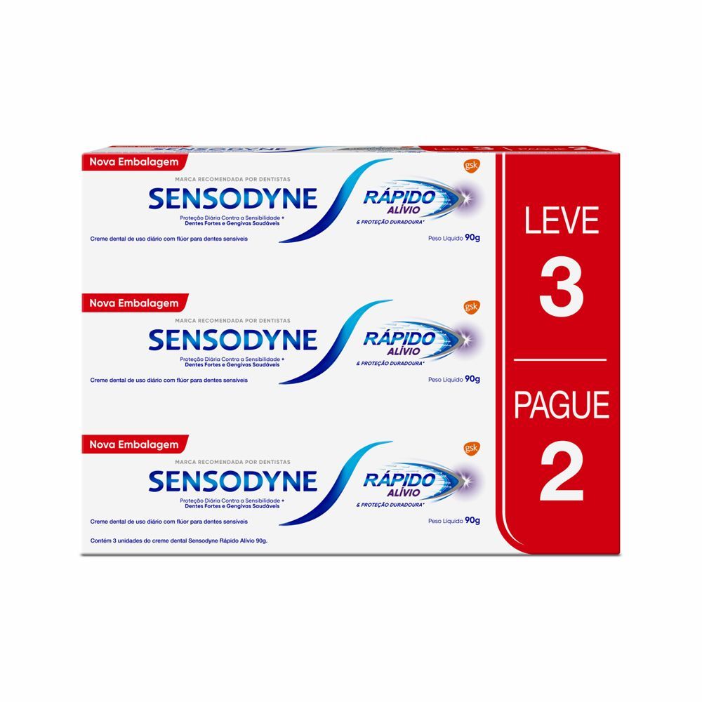 Creme Dental Sensodyne Rápido Alívio Sensibilidade 3 Unidades
