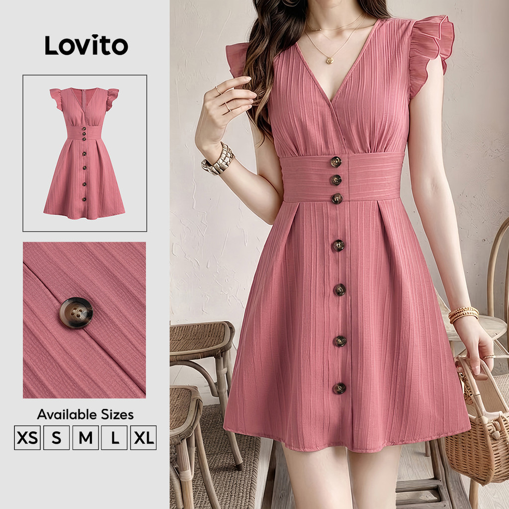 Lovito Vestido Elegante com Vestido de Primavera/verão para mulheres LK7ED1181