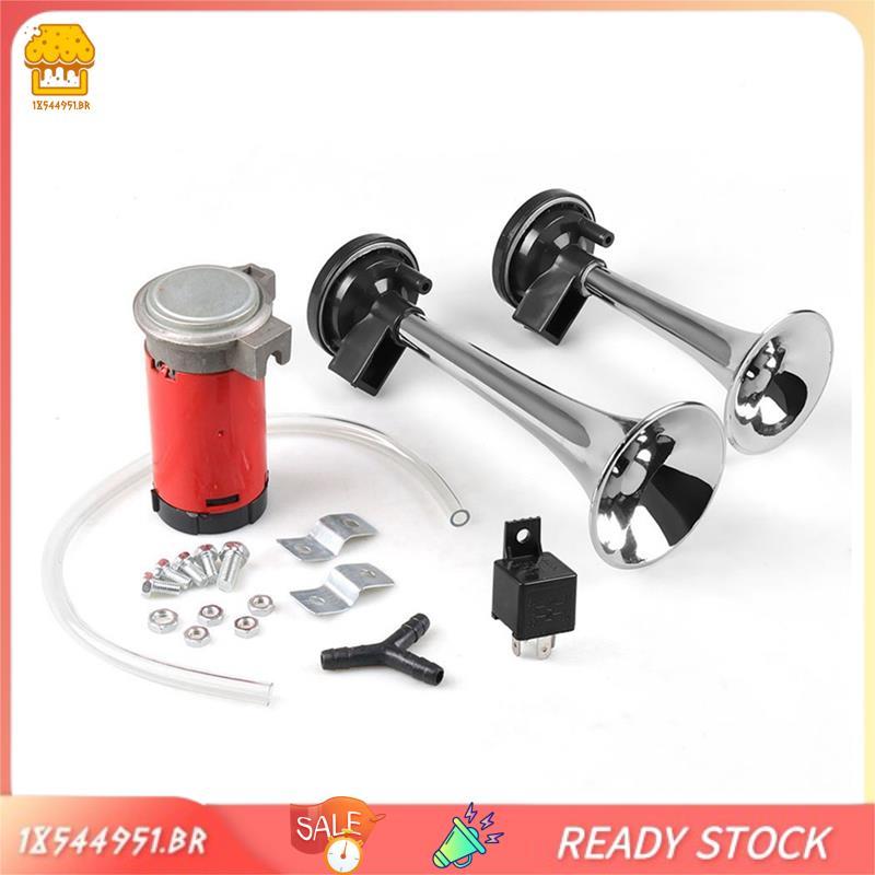 [18544951 . br] Buzina De Ar De Trompete Dupla Alta Universal 115dB 12V Com Relé Para Caminhões E Carros