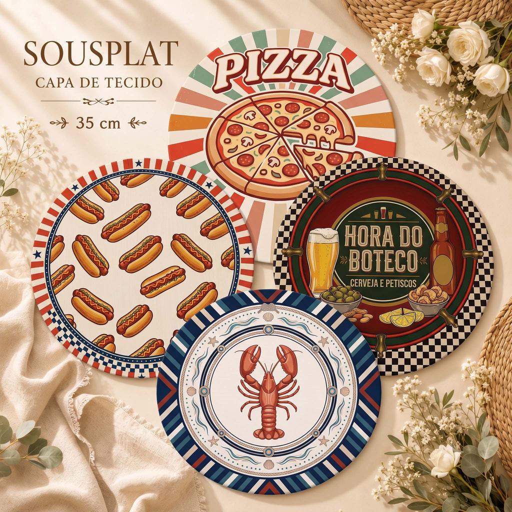Capas Sousplat Jogo Americano Decorativo Diversas Estampas Mesa Posta