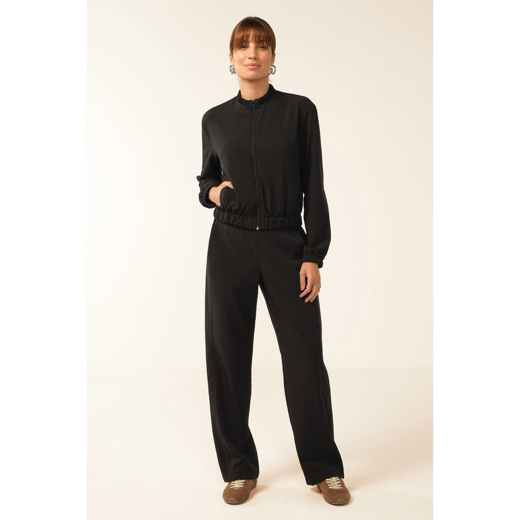 Calça Feminina Reta Polistrech Marialícia Preto