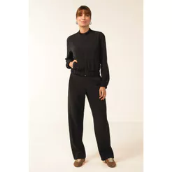 Calça Feminina Reta Polistrech Marialícia Preto