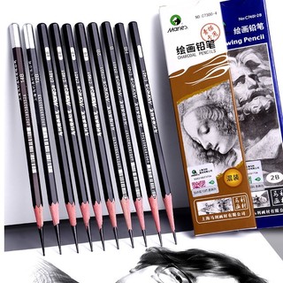 Marley Pencil 2h6b8b14b Caneta de carvão Macio Médio Duro Desenho Esboço Pintura Caneta de carvão Desenho de esboço para