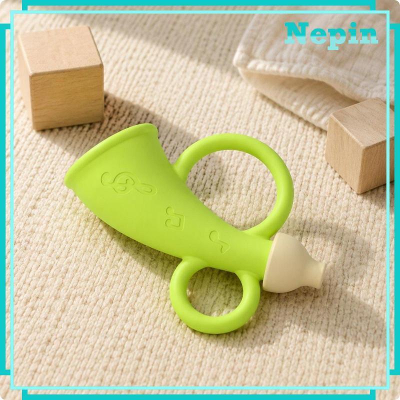 [Nepin] Infantil Silicone Chifre Bebê Mordedor Brinquedo Som Apito Chocalho Sensorial Para Brincar De Educação
