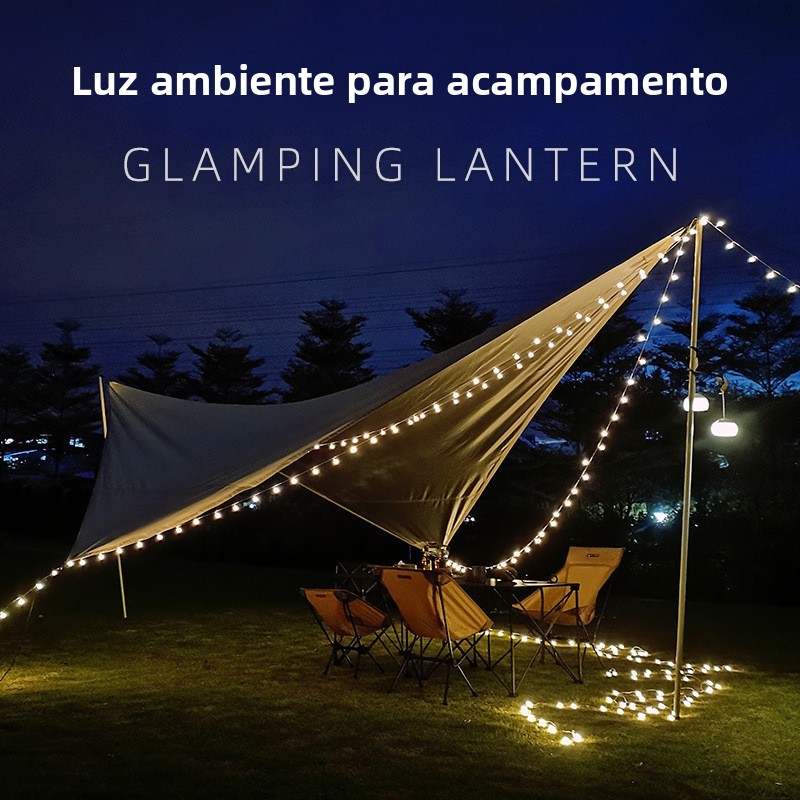 Luzes Solares De Acampamento Ao Ar Livre De 7m / 12m / 22m, Luzes LED RecarregáVeis Para Barraca Luzes De Acampamento, L