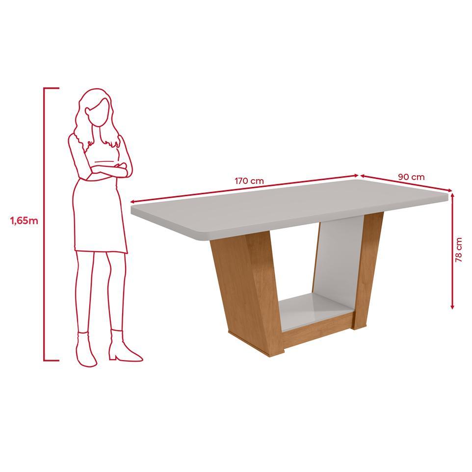 Conjunto Sala de Jantar Mesa Apogeu 1,70m Maxi Tampo com Vidro com 6 Cadeiras Veludo Creme — imagem 2 de 2
