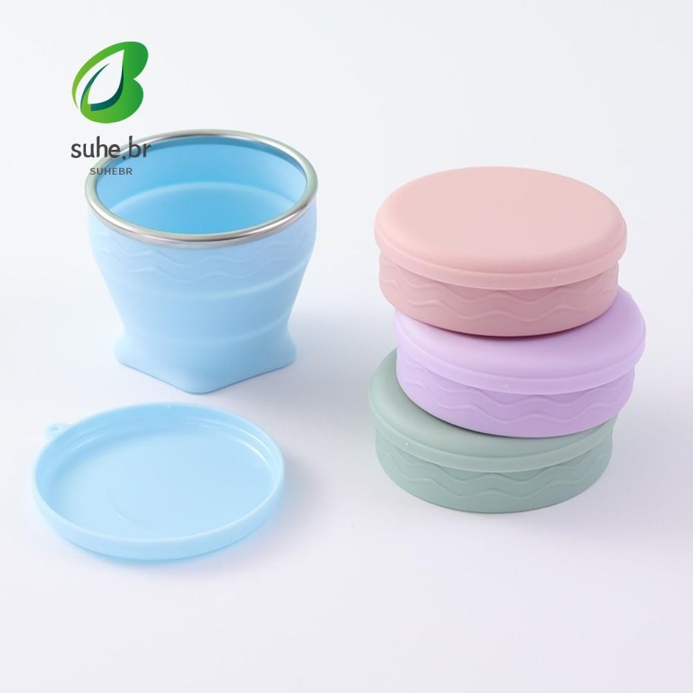Copo Retrátil Dobrável SFBSF , De Silicone De 200ml , Com Tampa E Caneca Para Beber