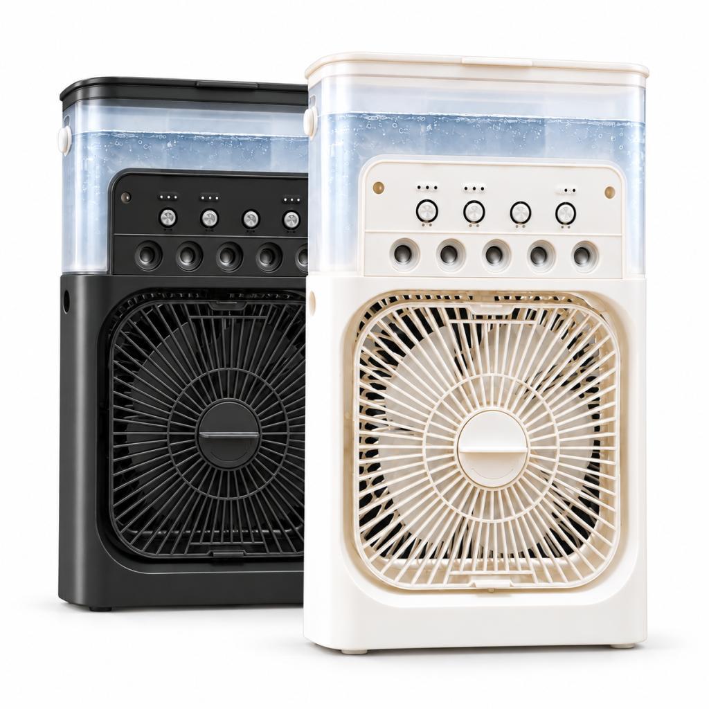 Mini Ventilador Refrigerador De Mesa USB Led Com Reservatório de Água Umidificador Recarregável Portátil