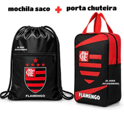 Kit Mochila Saco + Porta Chuteira de times Bolsa Esportiva para Futebol e Academia
