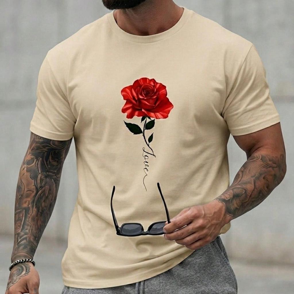 Camiseta Masculina Estilosa Estampada Love Rosa Academia Treino Tecido Respirável Premium Elegante
