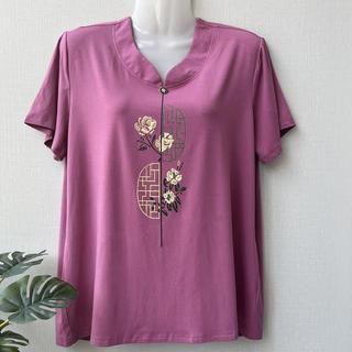 Camiseta Modal de manga curta para idosos de meia-idade, camiseta feminina de verão, tamanho grande, avó solta, meia man