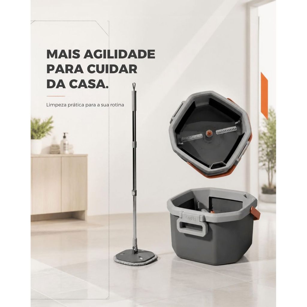 Mop Esfregão Limpeza Separa Agua Suja Da Limpa Zimpa Turbo
