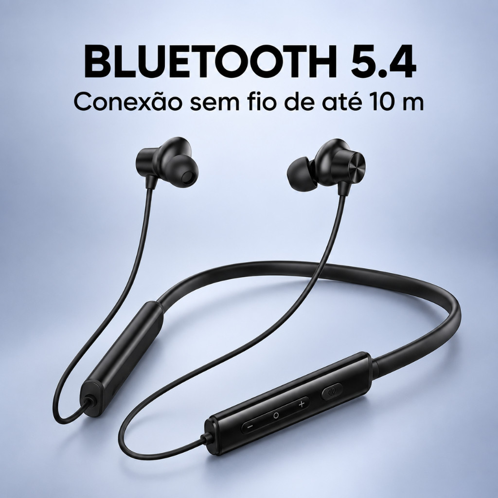 Fone Bluetooth Esportivo Aitek AHS B1001 Neckband com Microfone Bateria 20h USB Tipo-C · foto 2