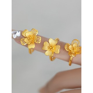 Novo estilo flor anel feminino nicho Design luz luxo High-End vietnã areia ouro simulação ouro casamento três jóias de o