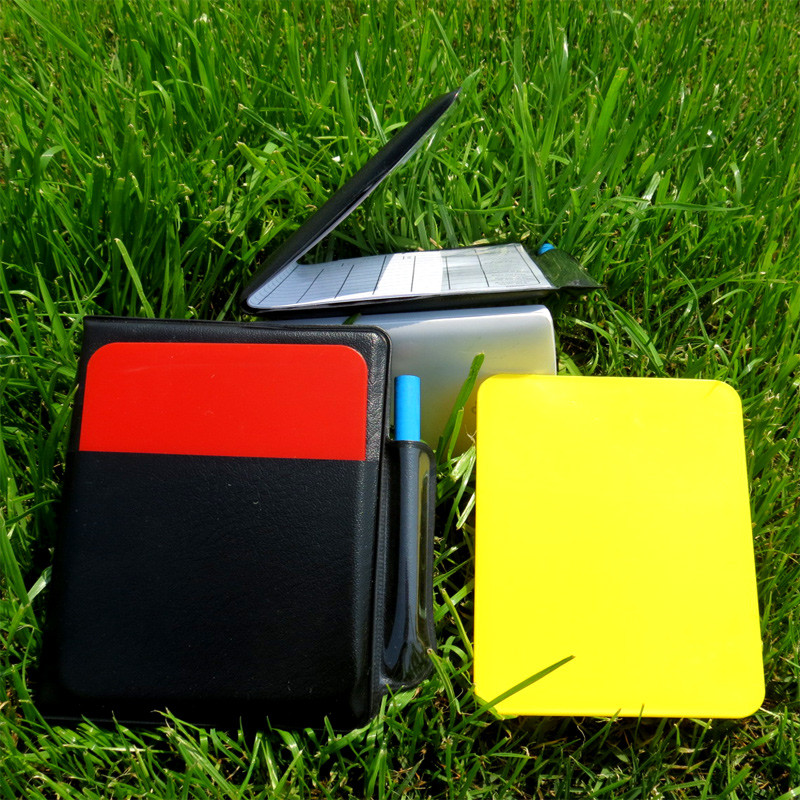 Estojo de couro grátis para cartão vermelho amarelo e caneta Notebook Futebol Vermelho Amarelo Cartão Equipamento de árb