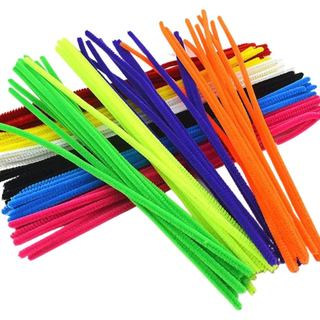 100 Haste de Chenile 30cm Flexivel Cabelo Maluco Coloridas Enfeite Caneta Limpador de Cac…
