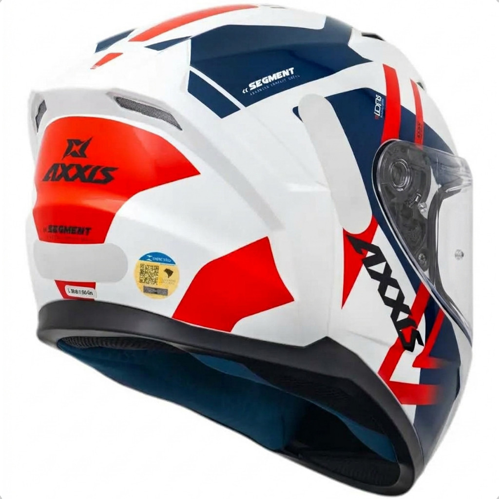 Capacete Fechado Masculino Moto Axxis Segment Leders Azul Fechado Branco Sólido Brilhante — imagem 2 de 2