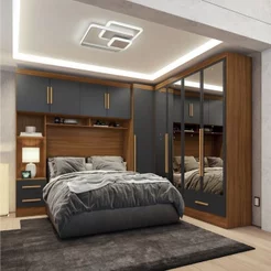 Quarto Modulado Casal 100% MDF 4 Peças 5 Portas 4 Gavetas com Maleiro e Espelhos Smart Plus Yescasa