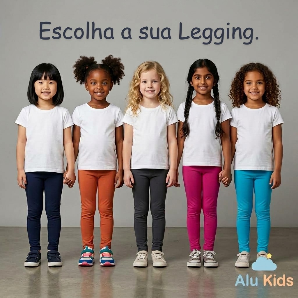 Escolha sua Calças Legging Estampada ou Lisa Algodão Escolar Infantil e Juvenil Feminina Menina