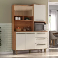 Armário de Cozinha 5 Portas 3 Gavetas Absoluto Bege/Cinamomo/Areia Cinamomo/Areia