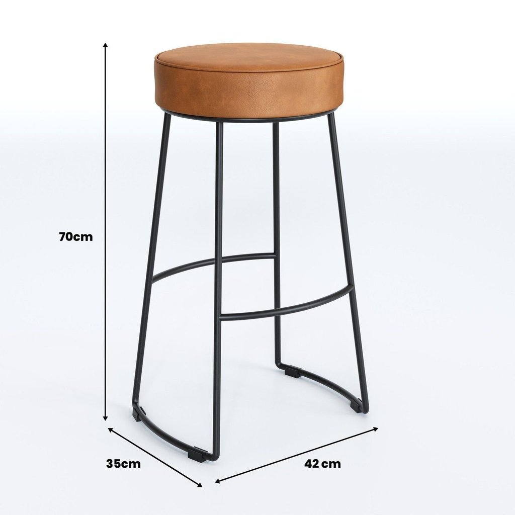 Conjunto 2 Banquetas Altas Aço Industrial Nice Caramelo e Preto Yescasa Marrom Caramelo/Preto — imagem 2 de 2