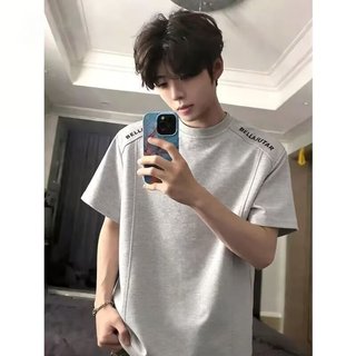 Camiseta de manga curta masculina 2026 verão novo estilo bordado americano Street Wear na moda solto All-Match topo masc