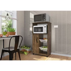 Fruteira com Nicho para Forno 1 Porta 2 Cestos Kely Móveis Marrom/Itaúba