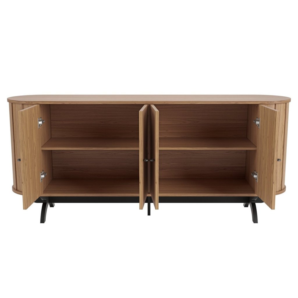 Buffet Aparador Curvo com Canto Arredondado 180cm 4 Portas 100% MDF Freijó/Preto · foto 2