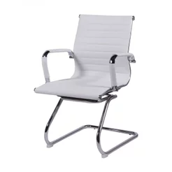 Cadeira Escritório Interlocutor Fixa Esteirinha Corino 3301 Branco Branco