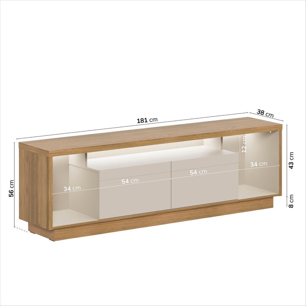Rack para TV até 75 Polegadas com LED MDF 181cm 2 Portas Fita Cronos CabeCasa MadeiraOriginals Off White 181 · foto 2