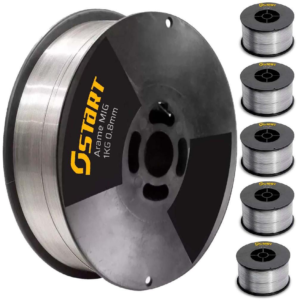 Kit Arame Solda Mig 0,8mm 1kg Uso Sem Gás Tubular 6 Peças Start