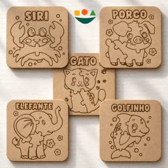 Kit Quebra Cabeça Infantil MDF Cru Animais Educativo Pedagógico Lembrancinha 5 10 20 40 Unidades Budamix