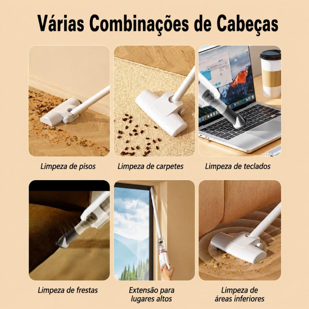 Aspirador de Pó 2 em 1 Limpeza Portátil Sem Fio Multifuncional Para Limpeza De Casa Manual Capillum — imagem 2 de 2