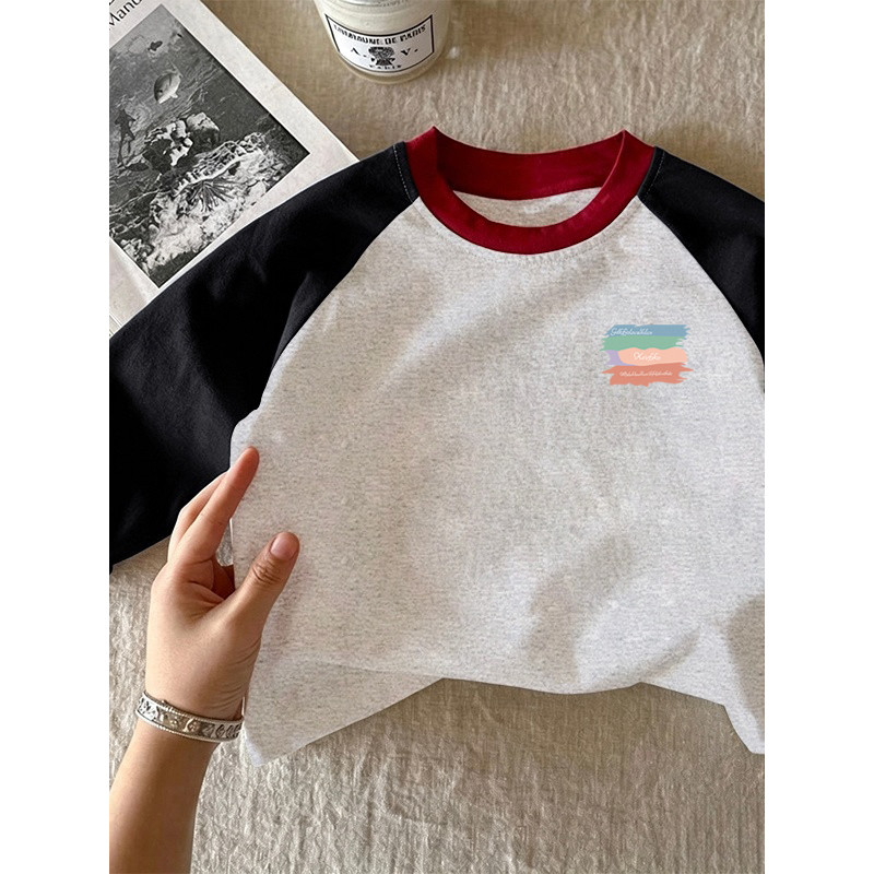 100% algodão meninos cor-bloqueando manga comprida camiseta 2026 primavera outono novo estilo médio grande crianças bebê