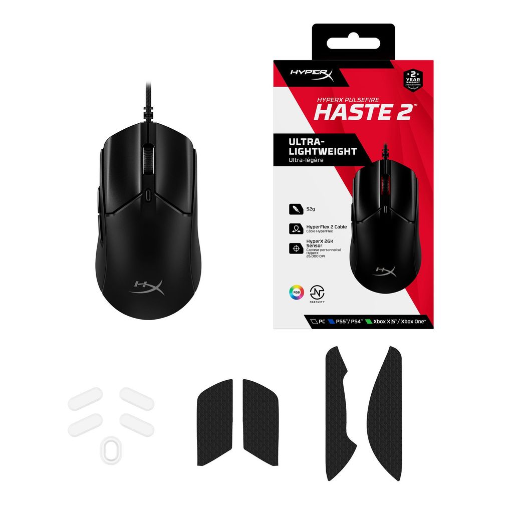 Mouse Gamer com Fio HyperX Pulsefire Haste 2 Ultraleve 53 g e 26000 DPI Preto