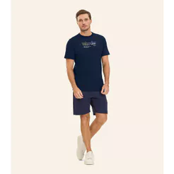 Camiseta Masculina em Meia Malha Diametro Azul