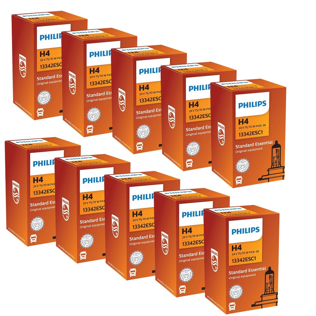KIT 10 LÂMPADAS PHILIPS STANDARD H4 CAMINHÃO ÔNIBUS LINHA PESADA 24 VOLTS 75/70W