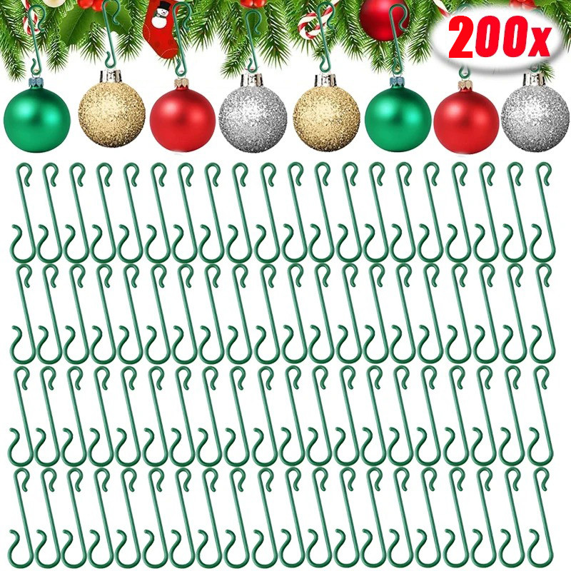 50/100/200 Pçs Ganchos De Ornamento De Natal Bolas De Árvore Pingente Pendurado Em Forma De S DIY Festa De Ano Novo Supr