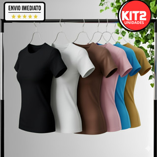 kit 2 Blusas Manga Baby Look Básica Tee Baby Dia a Dia Feminina Manguinha Suplex em Oferta na Shopee