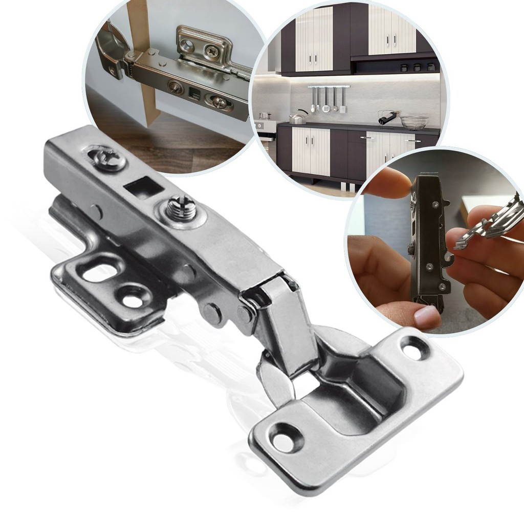 Kit 1 Dobradiça Reta 35mm Click Amortecedor Portas Móveis Armário Caneco Resistente Mola Calço Soft Close Clique Guarda