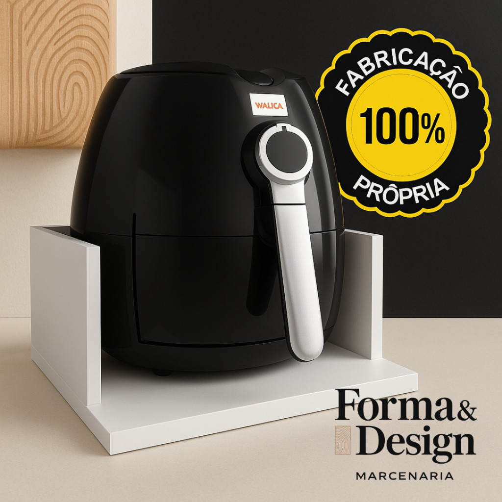 Suporte para air fryer MDF 35x35 Forno Bebedouro branco frayer frier fraier frai Cozinha Prateleiras suspenso Multiuso em Oferta na Shopee