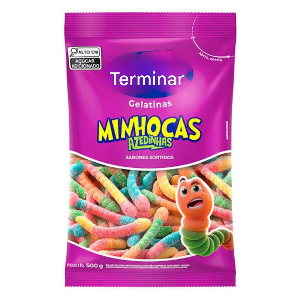 Bala de Gelatina Minhocas Azedinhas sabores sortidos 500g - Fini